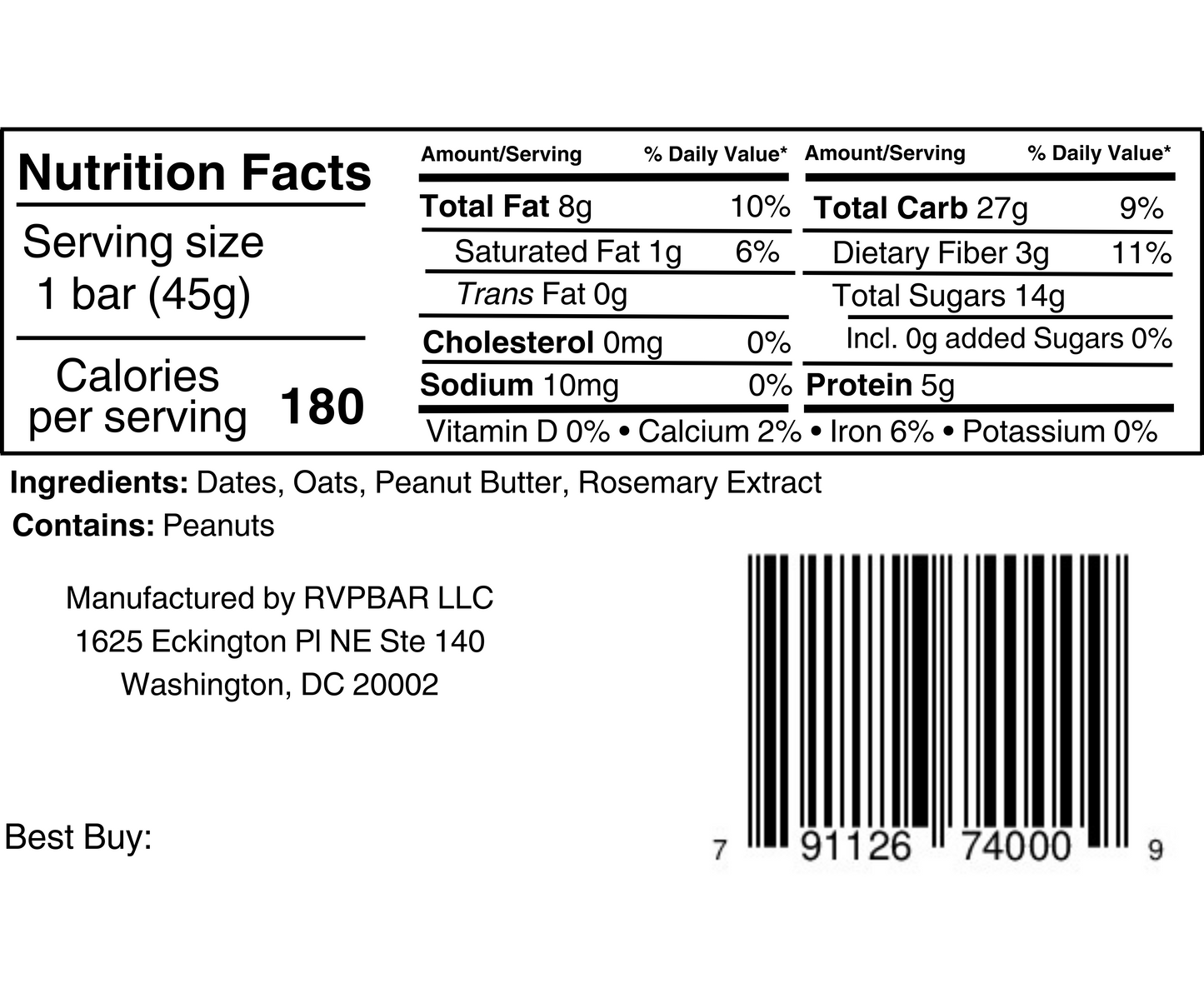 Peanut Butter Energy Bar 12 PACK